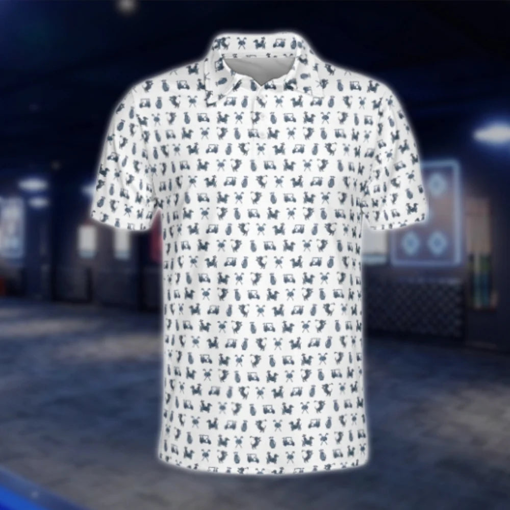 Dachshund Men's White Blue Golf Polo Shirt, Dachshund Dog Lover Golf Shirt GOF0094