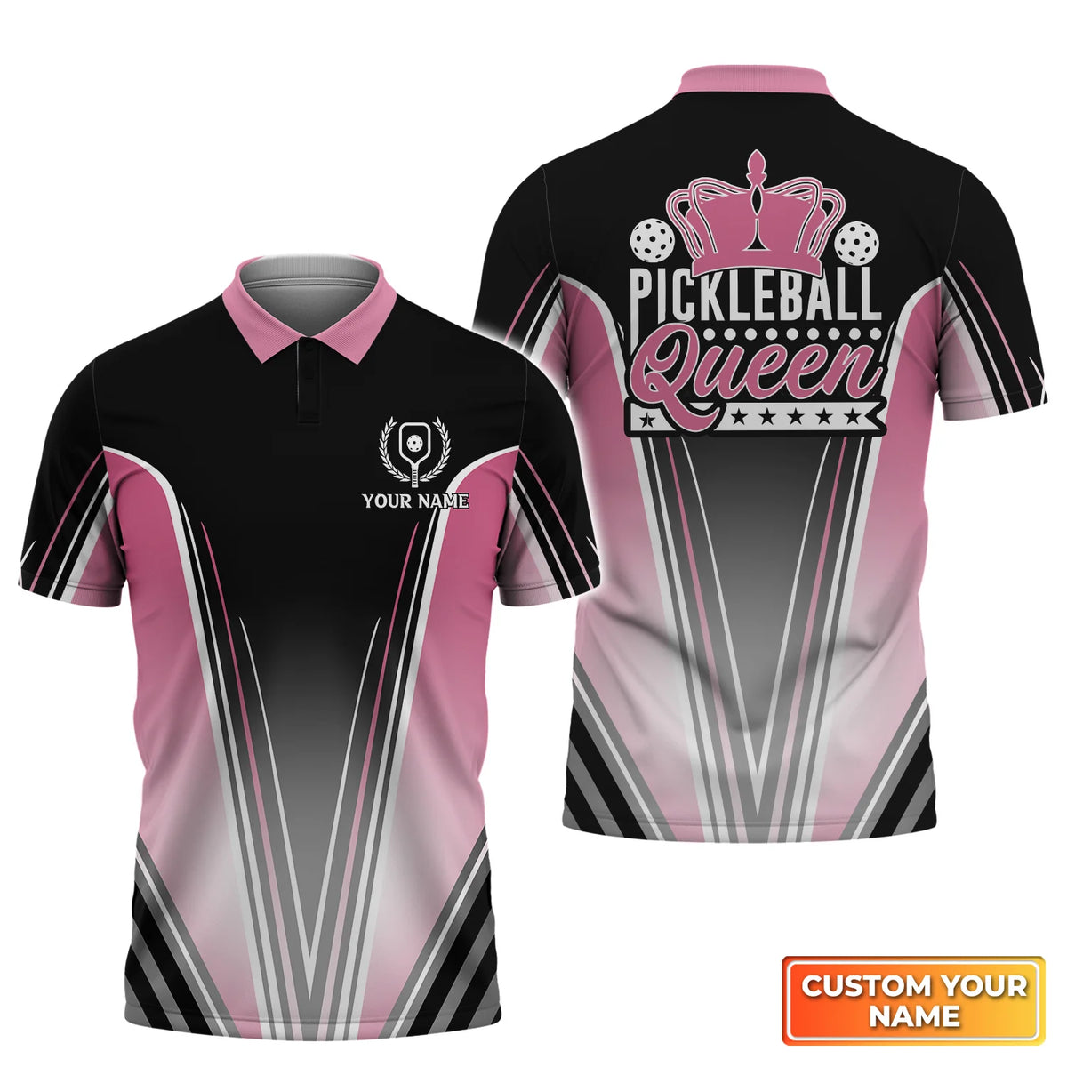 Pickleball Queen Personalized Name 3D Polo Shirt QB95 Gift For Pickleball Player PKL0099
