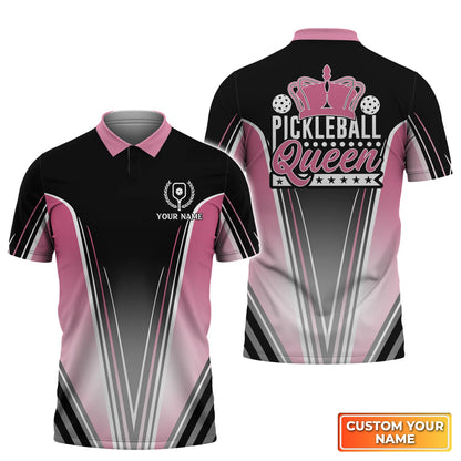 Pickleball Queen Personalized Name 3D Polo Shirt QB95 Gift For Pickleball Player PKL0099