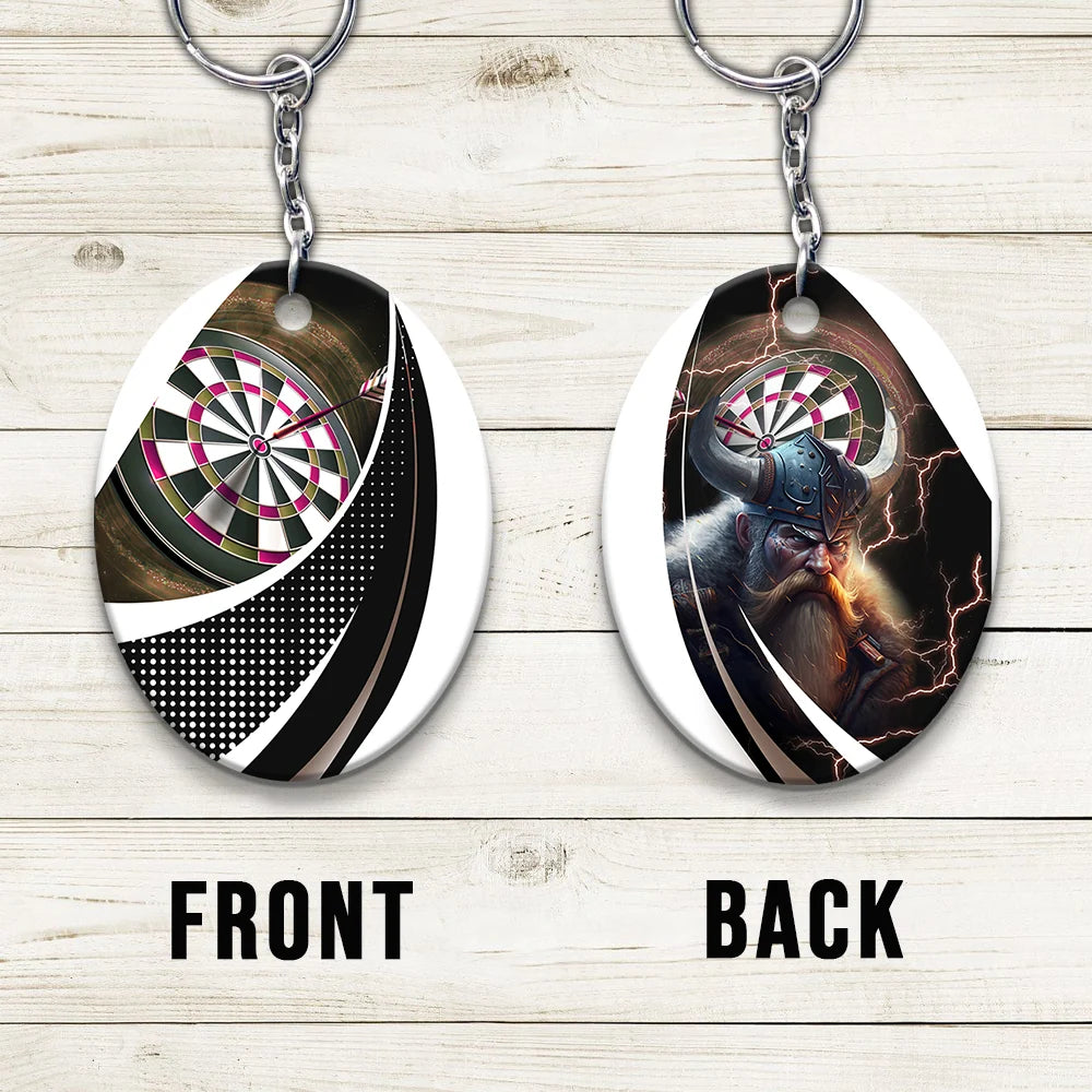 Bullseye Dartboard Brown Keychain Viking And Darts For Dart Team Player ORN0182