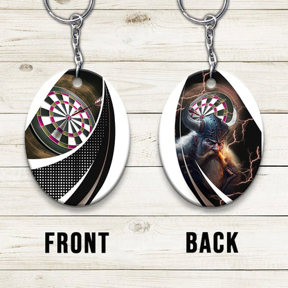 Bullseye Dartboard Brown Keychain Viking And Darts For Dart Team Player ORN0182