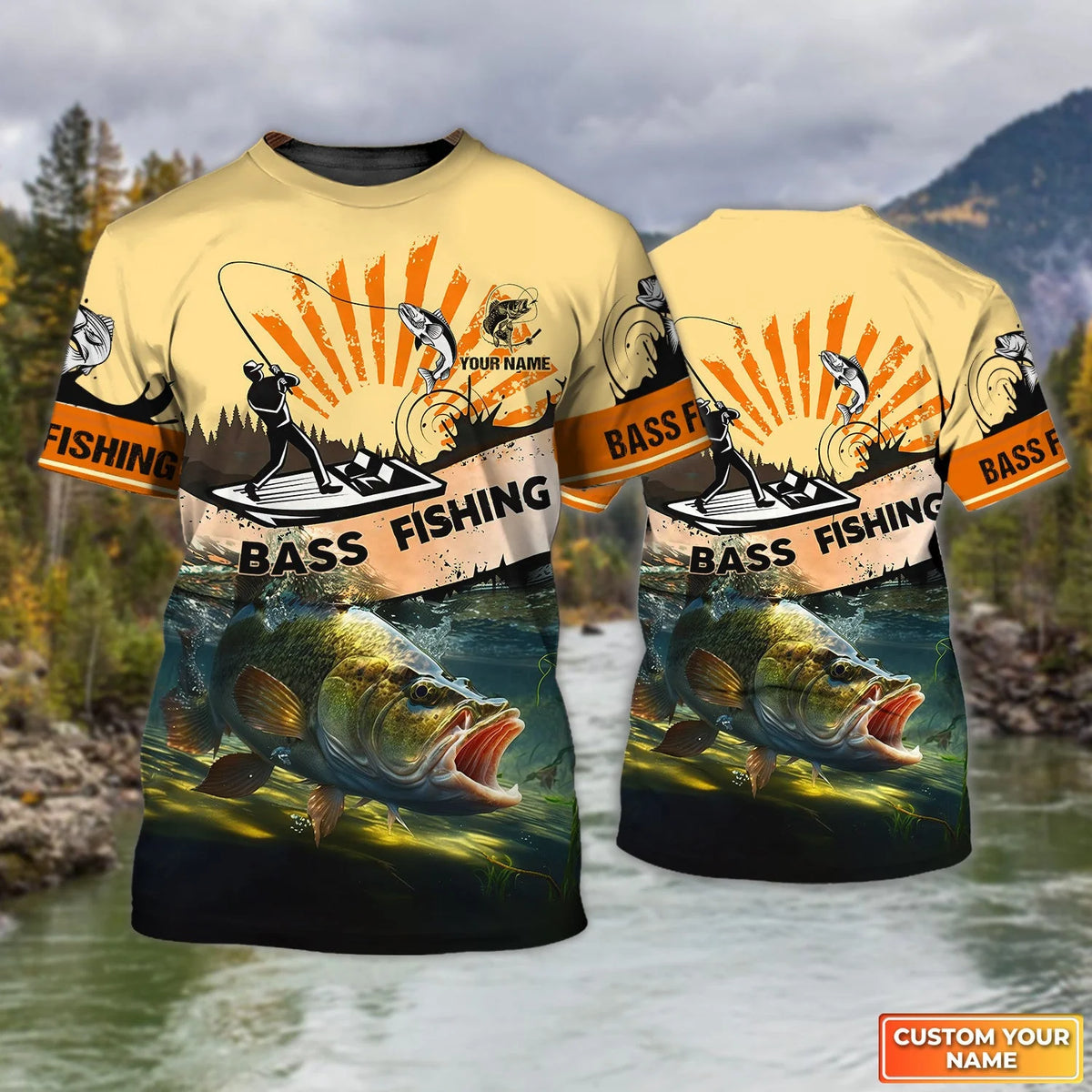 Bass Fishing Personalized Name 3D Full Print Shirts 08 FISH0064