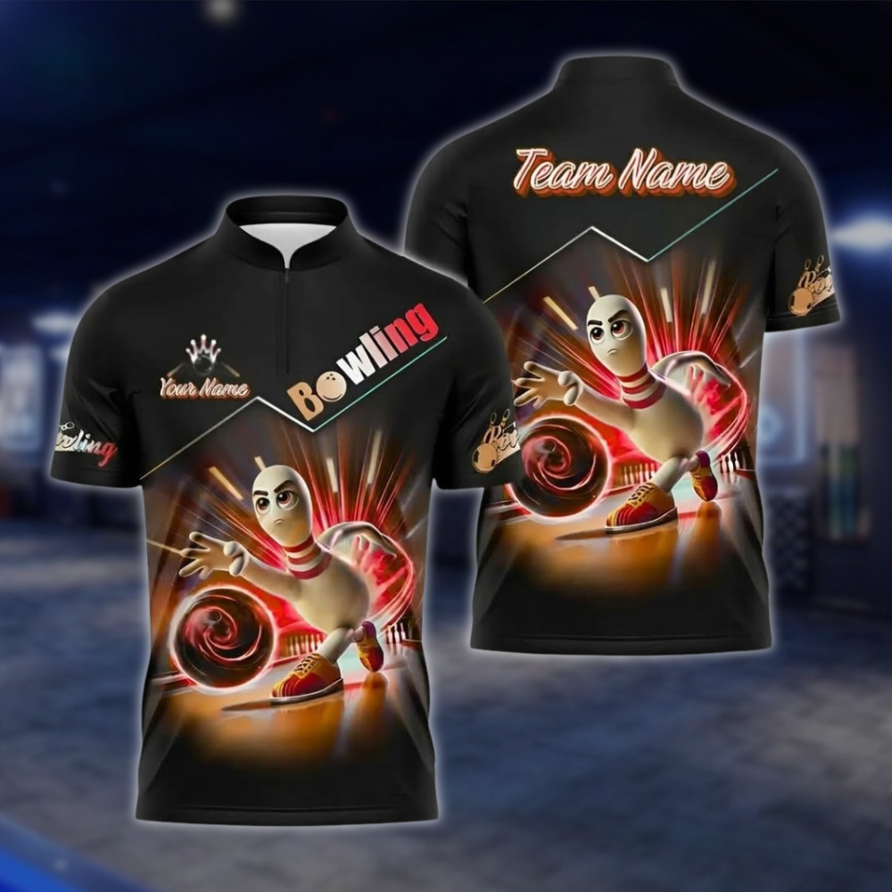 Personalized Funny Pins Mens Bowling Jersey, Custom Team Bowling Shirt BZ0930 BOW0006