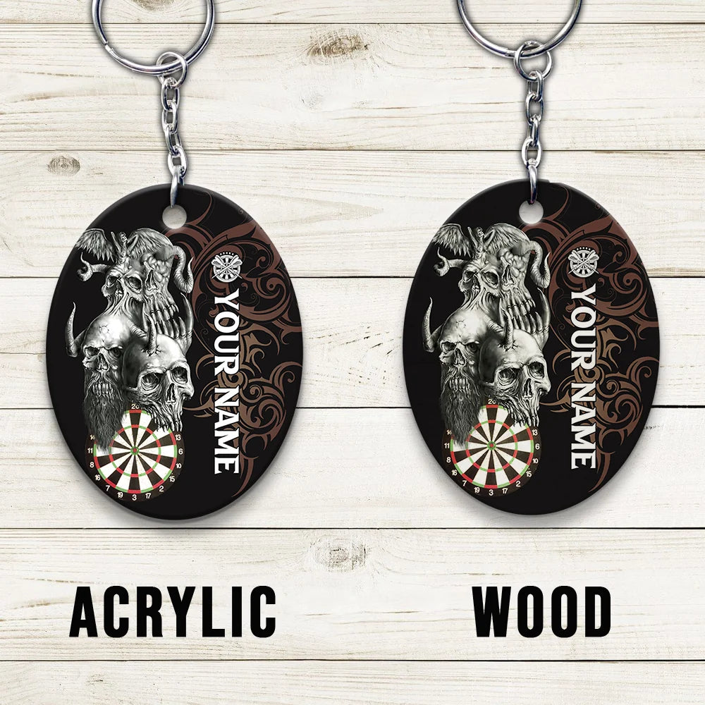 Skull Dartboard Personalized Name 3D Dragon And Darts Keychain For Dart Team Player ORN0170
