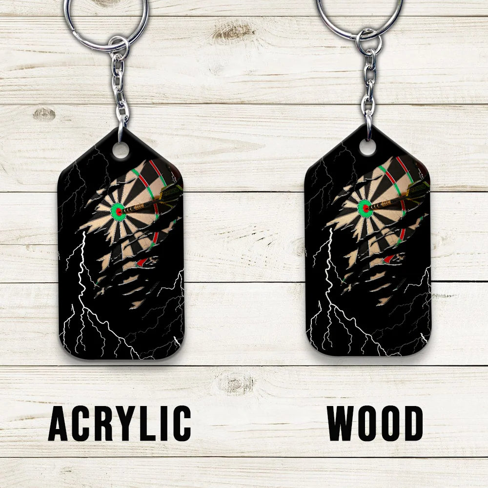 Darts Paint Splash Personalized Name Viking And Darts Keychain For Dart Team Player ORN0174
