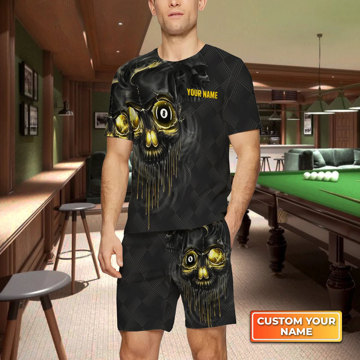 Pool Shut Up And Shoot Custom Name 3D Short Sleeve T-Shirt Men's Board Shorts ORN0274