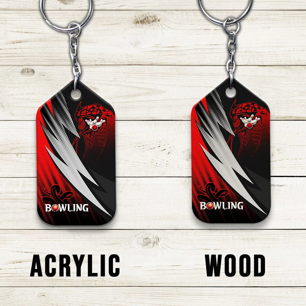 Strike Bloody Snake Bowling Ball On Fire Personalized Name 3D Keychain ORN0169