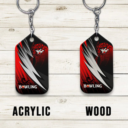 Strike Bloody Snake Bowling Ball On Fire Personalized Name 3D Keychain ORN0169