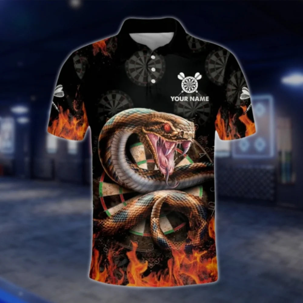 Custom Snake Fire Mens Dart Polo Shirt, Custom Snake Dart Team Shirts DAT0446