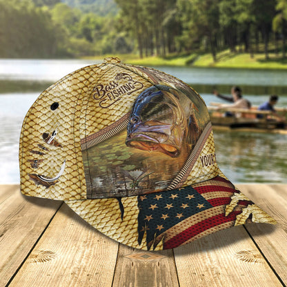 Bass Fishing 5 - Personalized Name Cap FISH0043