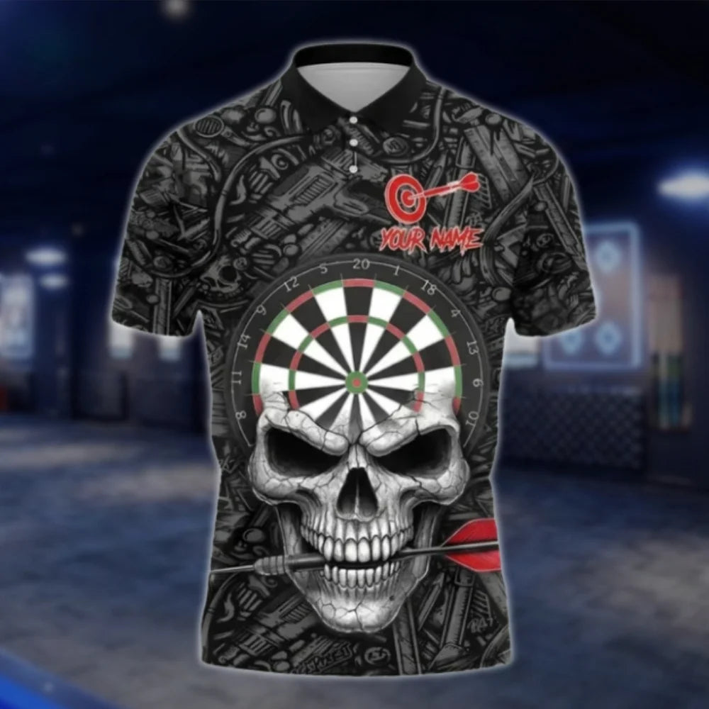 Custom Game Over Skull Dart Mens Polo Shirt, Custom Team Skull Dart Shirts DAT0427