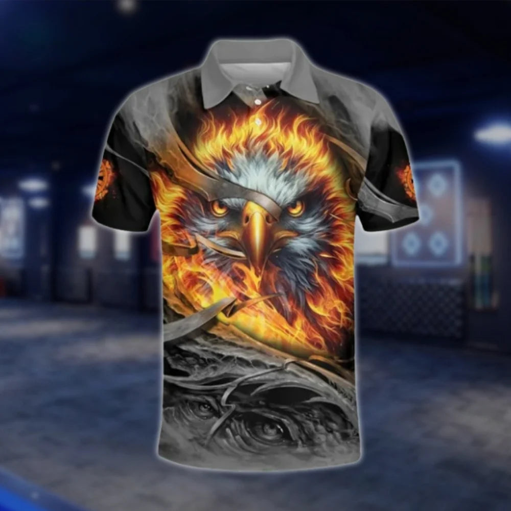 Custom Eagle Fire Dart Polo Shirt For Men, Custom Ealge Team Dart Shirts DAT0358