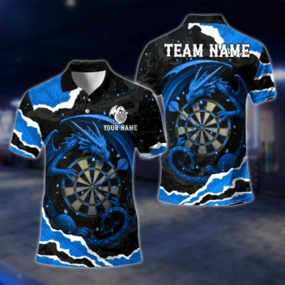 Dragon Custom Mens Purple Dart Polo Shirt, Custom Dragon Dart Team Shirts DAT0331