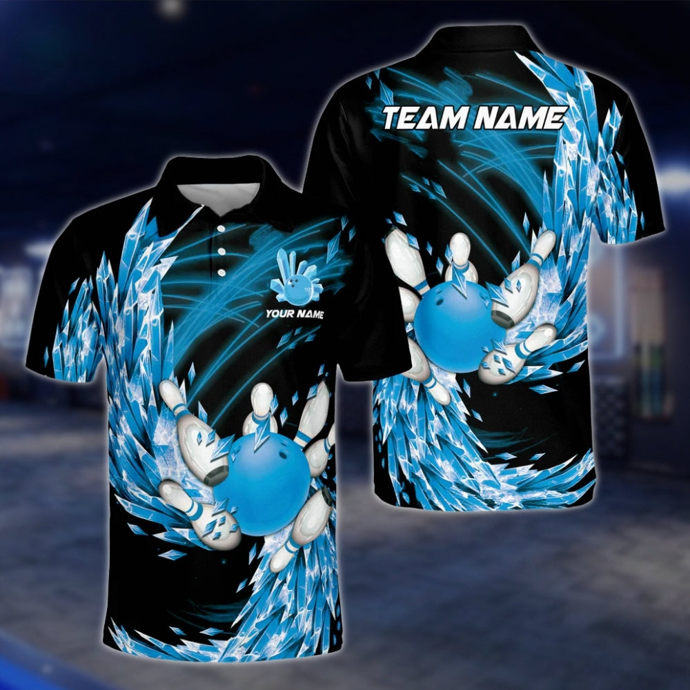 Custom Team Iced Purple Black Bowling Polo Shirt For Mens, Custom Bowling Team Shirts BE0032 BOW0202