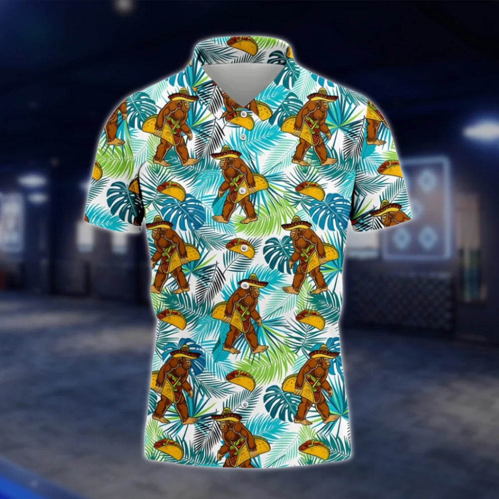 Tropical Taco Bigfoot Golf Polo Shirt For Men, Bigfoot Golf Shirts GOF0087