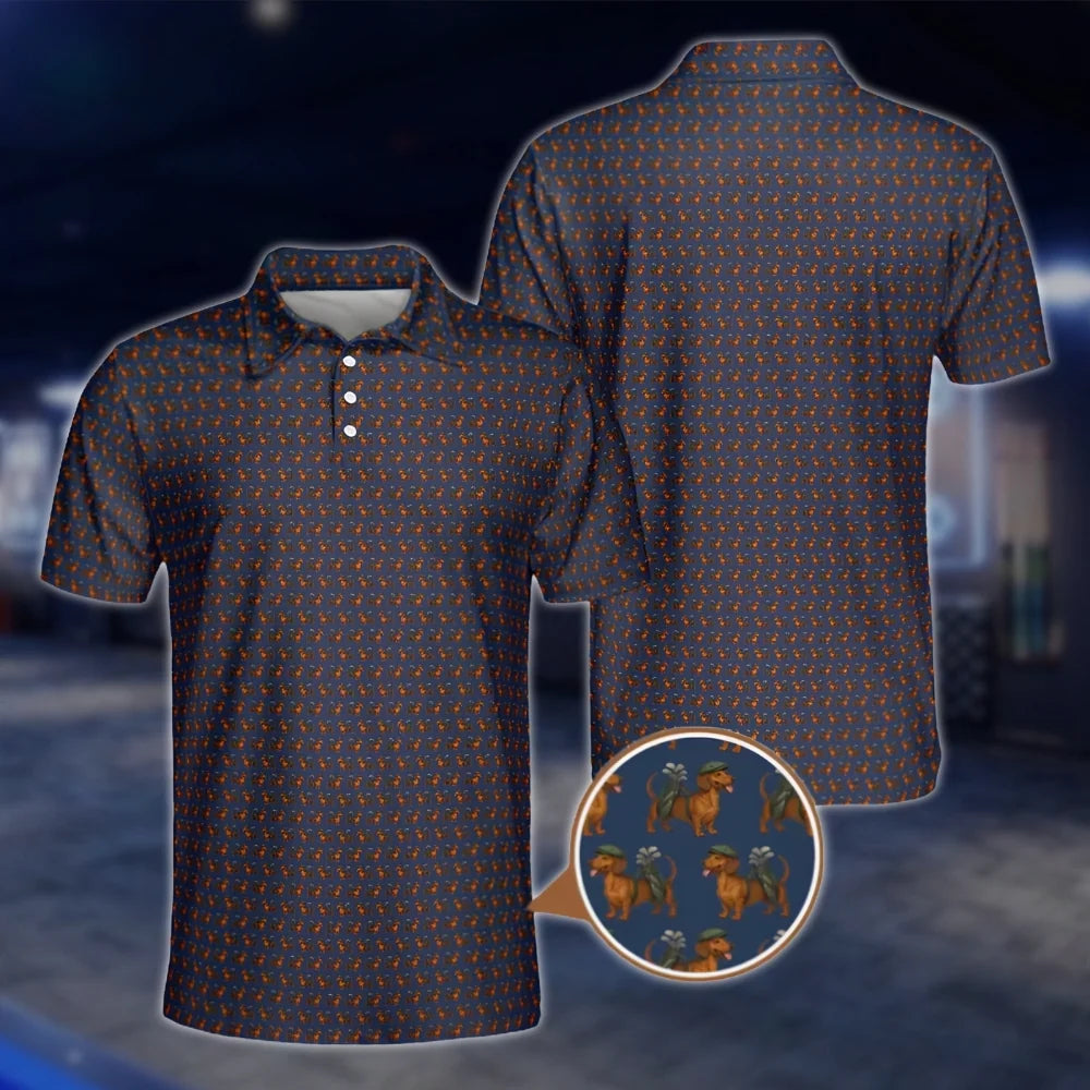 Dachshund Dog Men's Golf Polo Shirts, Dachshund Golf Shirts GOF0257