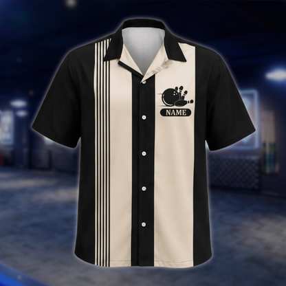 Personalized Logo Text Vintage Bowling Hawaiian Shirt For Men Women, Custom Vintage Bowling Shirt With Logo BE0244 BOW0068