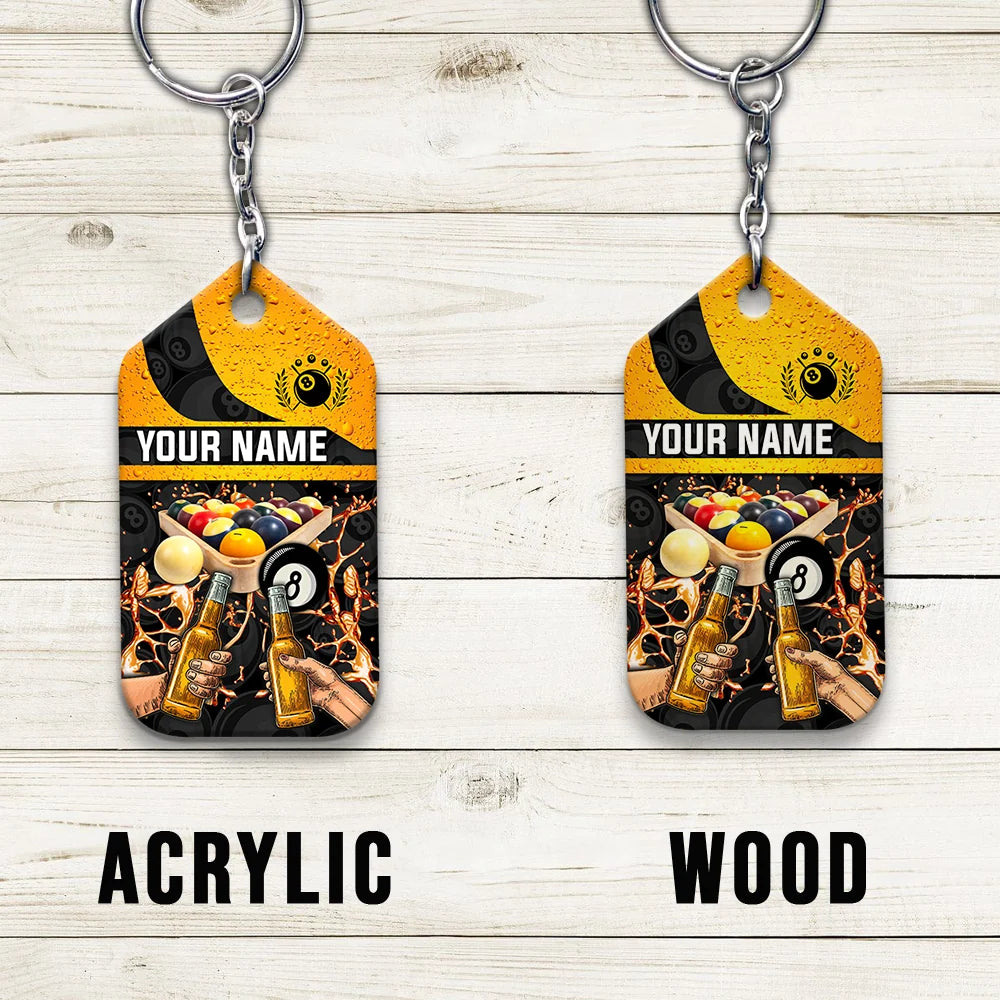 Pool And Beer That's Why I Am Here Personalized Name Keychain Gift For Billiard Players ORN0171