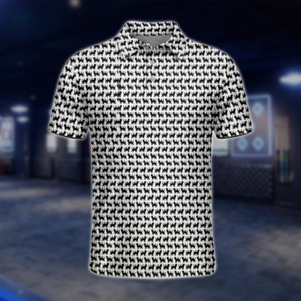 Black Cat Pattern Golf Polo Shirt For Men, Cat Golf Shirts GOF0048