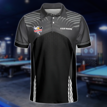Custom Back Grey Billiard Polo Shirt For Mens, Custom Billiard Shirts BLD0184