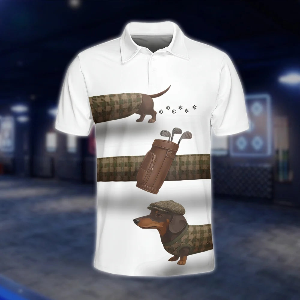 Dachshund Golf Polo Shirts For Men, Dachshund Lover Golf Shirts GOF0206