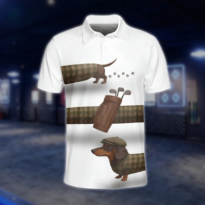 Dachshund Golf Polo Shirts For Men, Dachshund Lover Golf Shirts GOF0206