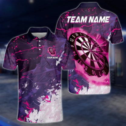 Custom Team Blue Grunge Dart Polo Shirt, Custom Dart Shirts DAT0442