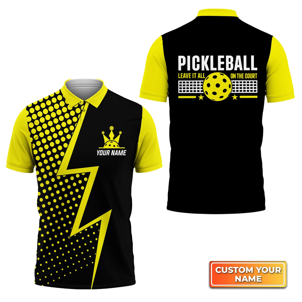 Pickleball Leave It All On The Court Personalized Name 3D Polo Shirt QB95 Gift For Pickleball Player PKL0045