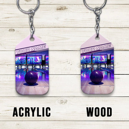 Purple Bowling Ball Personalized Name 3D Keychain ORN0163