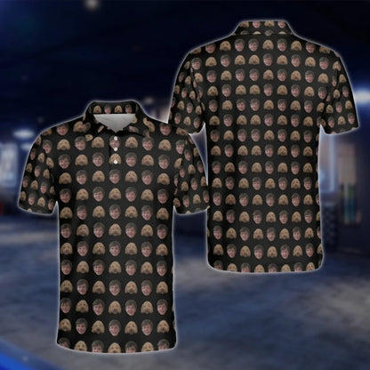 Custom Face Pattern Golf Polo Shirts For Men, Custom Photo Golf Shirts GOF0182