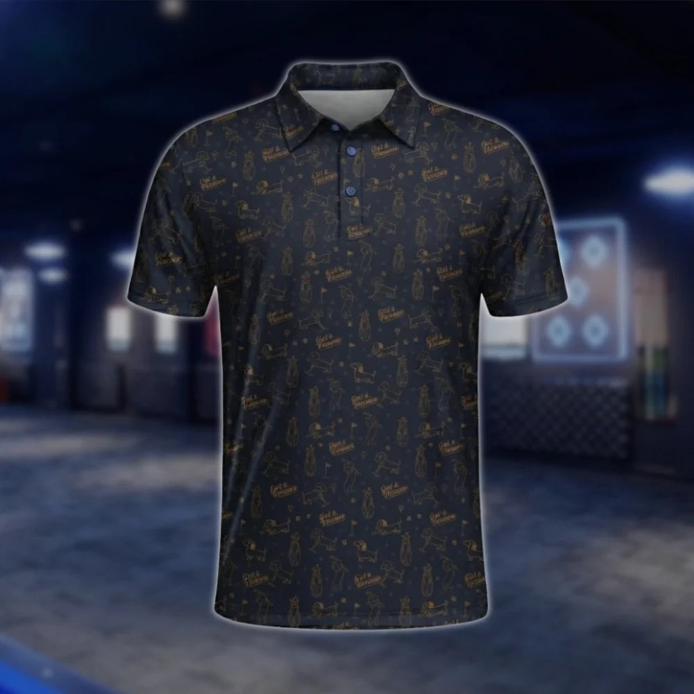 Dachshund Navy Golf Polo Shirt For Men, Dachshund Golf Shirt For Dog Lover GOF0032