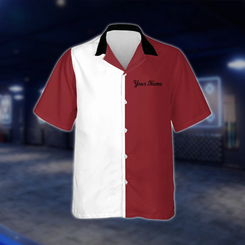 Custom Vintage Maroon White Bowling Hawaiian Shirt Men Women, Custom Team Vintage Bowling Shirts BZ0020 BOW0302