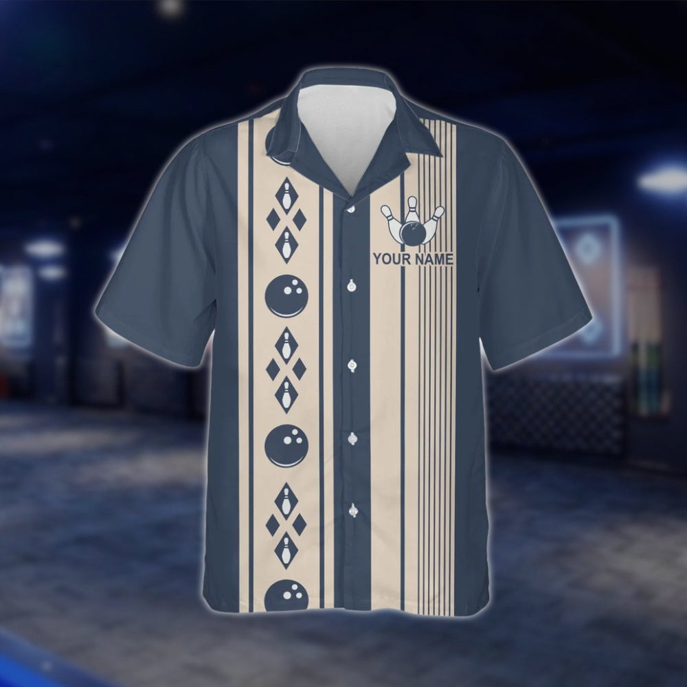 Custom Vintage Argyle Blue Hawaiian Bowling Shirt Men Women, Custom Vintage Bowling Shirt For Team BZ0118 BOW0296