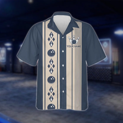 Custom Vintage Argyle Blue Hawaiian Bowling Shirt Men Women, Custom Vintage Bowling Shirt For Team BZ0118 BOW0296