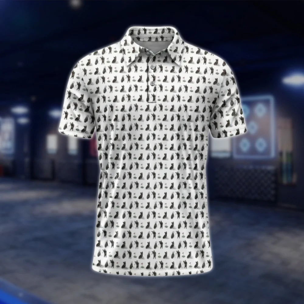 Brindle French Bulldog Men's Golf Polo Shirt, Bulldog Pet Lover Golf Shirts GOF0005