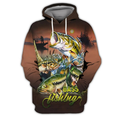 Bass Fishing Shirt Fish 3D Printed Fishing Hoodie Tshirt FISH0108