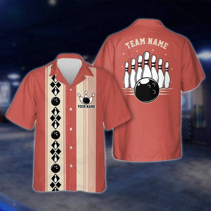 Custom Vintage Black Beige Bowling Hawaiian Shirt Men Women, Custom Vintage Bowling Team Shirts BE0020 BOW0366