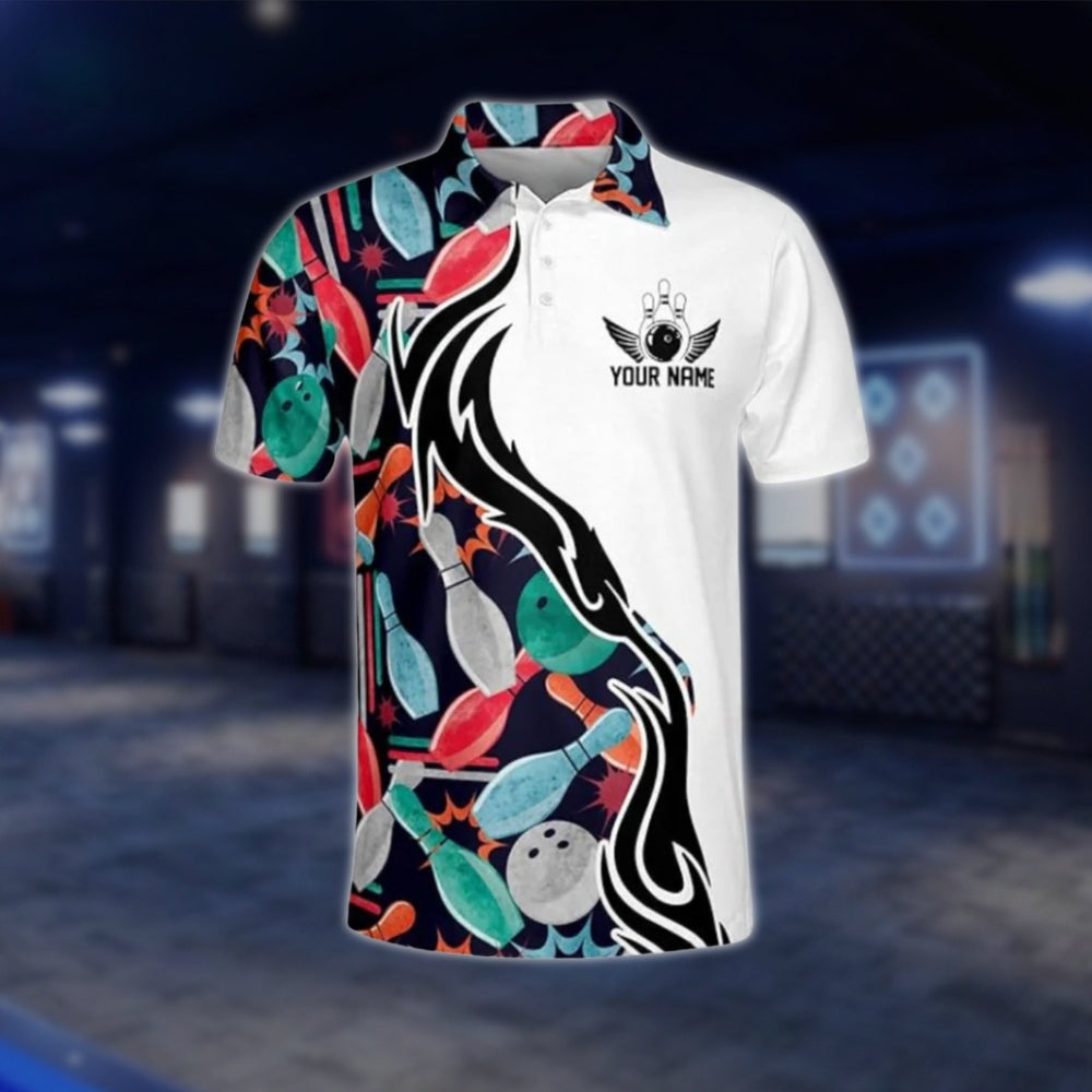 Custom Team Multicolor Bowling Polo Shirt For Mens, Custom Bowling Shirts BM0288 BOW0263