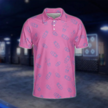 Pink Cactus Golf Polo Shirt For Men, Cactus Lover Golf Shirt GOF0159
