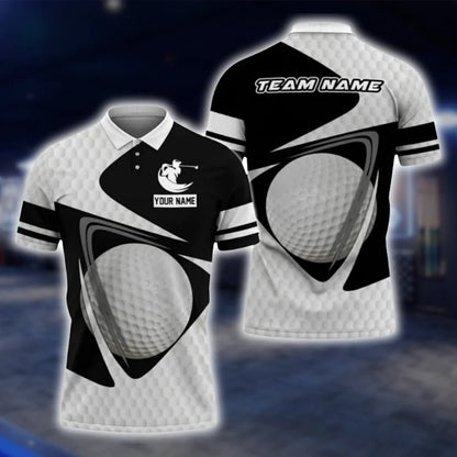 Personalized Team Blue And White Golf Polo Shirt For Men, Custom Golf Team Shirts GOF0025