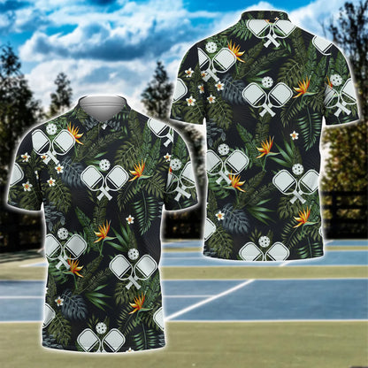 Pickleball and Tropical Flowers Pattern 3D Shirt - QB95 PKL0139