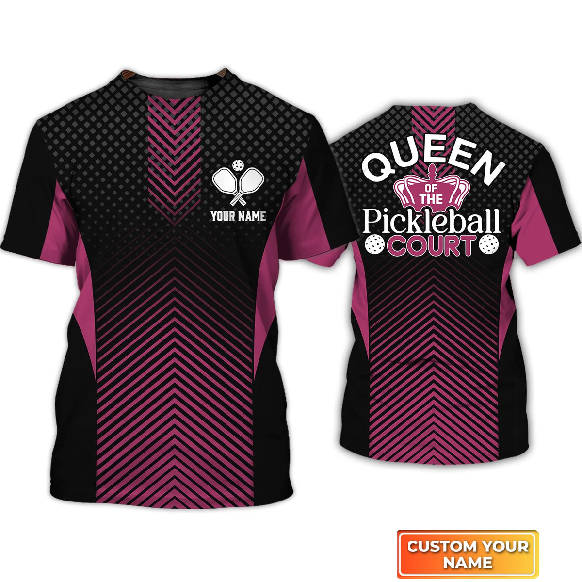 Queen Of The Pickleball Court Personalized Name 3D Tshirt QB95 Gift For Pickleball Player PKL0026