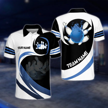 Custom Team White Red Black Bowling Polo Shirt Mens, Custom Bowling Team Shirts BM0296 BOW0230