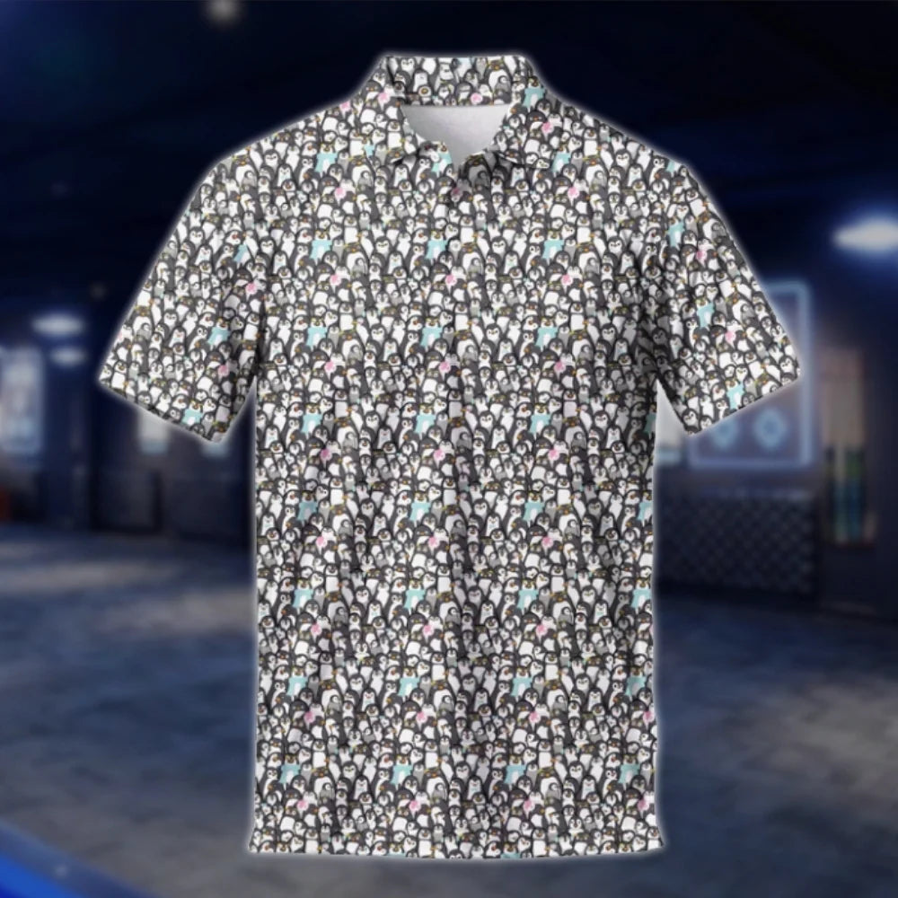 Mens Penguin Pattern Golf Polo Shirts, Penguin Golf Shirts GOF0213
