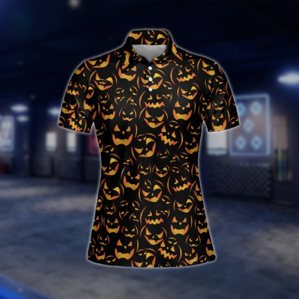 Halloween Black Golf Polo Shirts For Women, Ladies Halloween Golf Shirts GOF0266