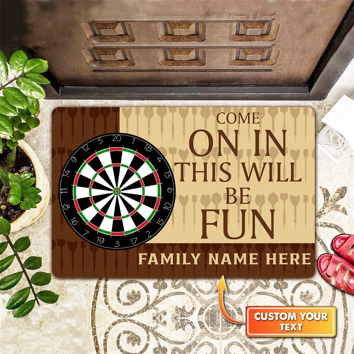 Come On In This Win Be Fun Personalized Doormat Gift For Darts Player ORN0159