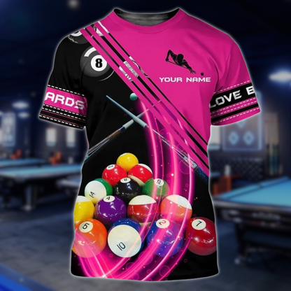 Custom Black Red Billiard T-Shirts Mens, Custom Pool Billiard Shirts BLD0270