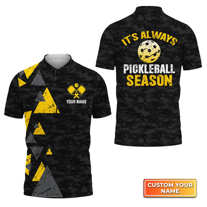 It's Always Pickleball Season Personalized Name 3D Polo Shirt QB95 Gift For Pickleball Player PKL0016