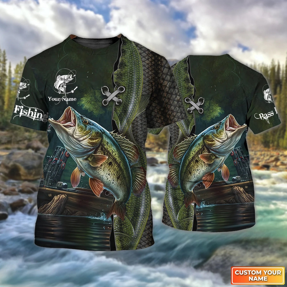 Bass Fishing Personalized Name 3D Full Print Shirts 09 FISH0063