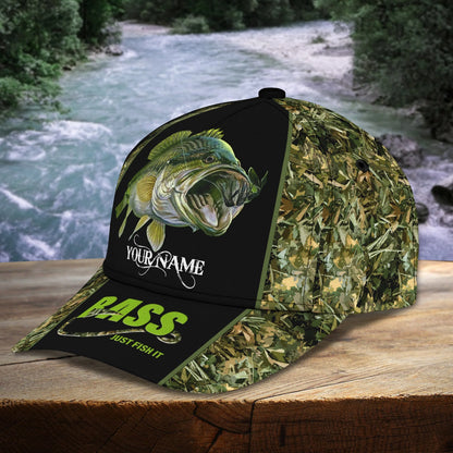 Bass Just Fish It - Personalized Name Cap FISH0249